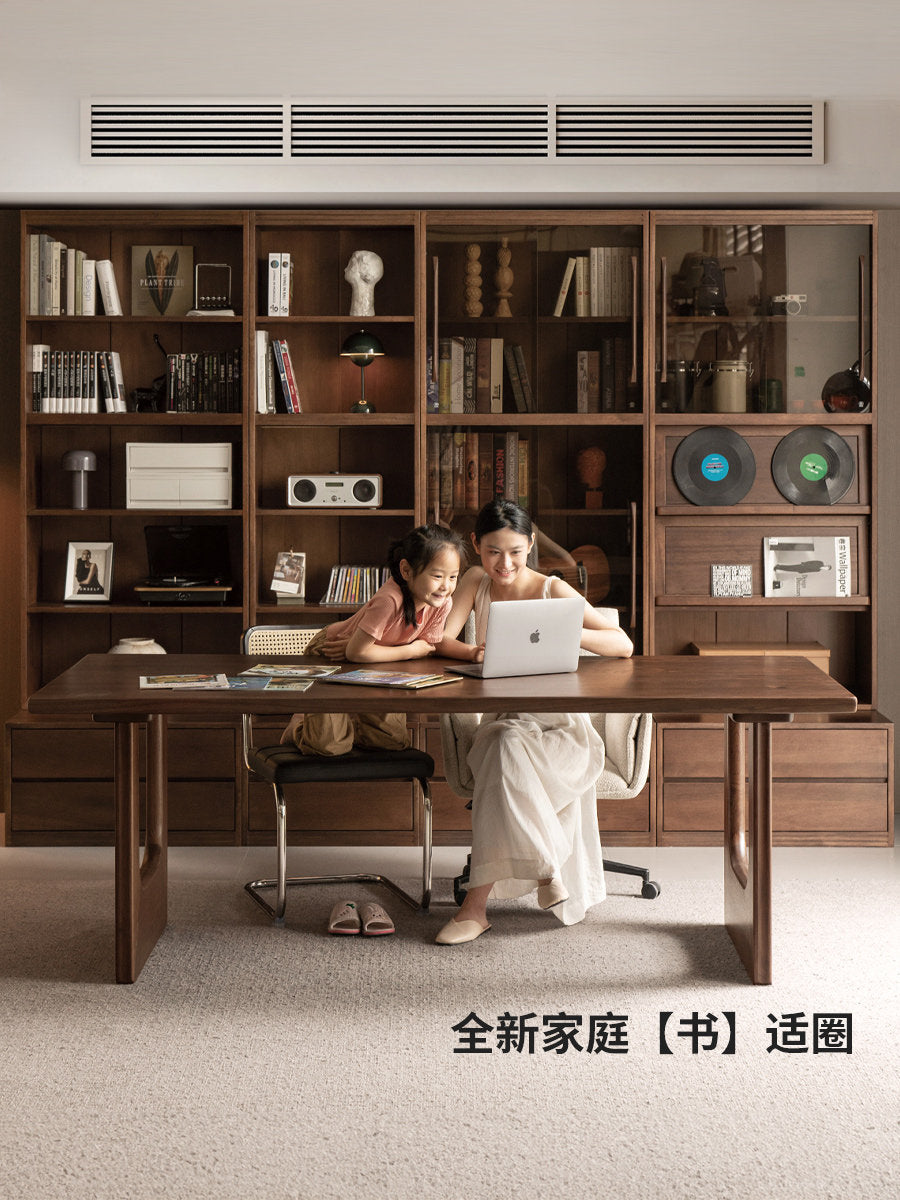 实木组合书房简约储物柜收纳柜展示柜卡座书柜